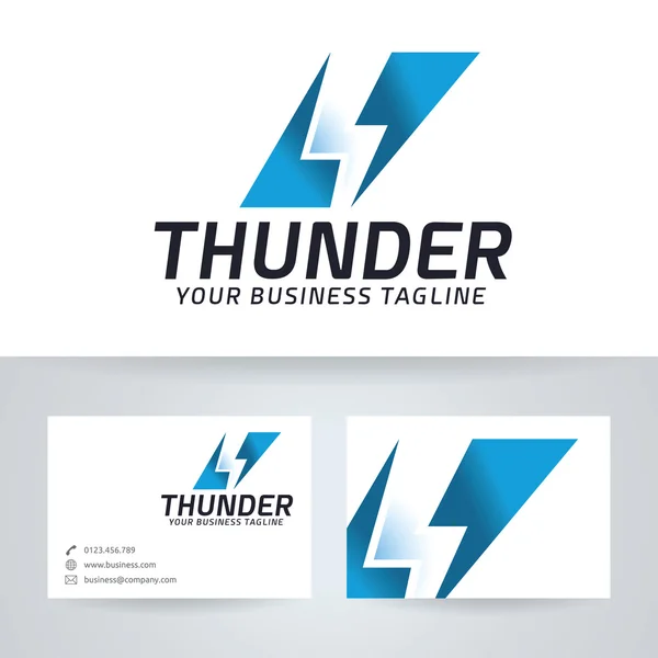 Logotipo do vector Thunder com modelo de cartão de visita — Vetor de Stock