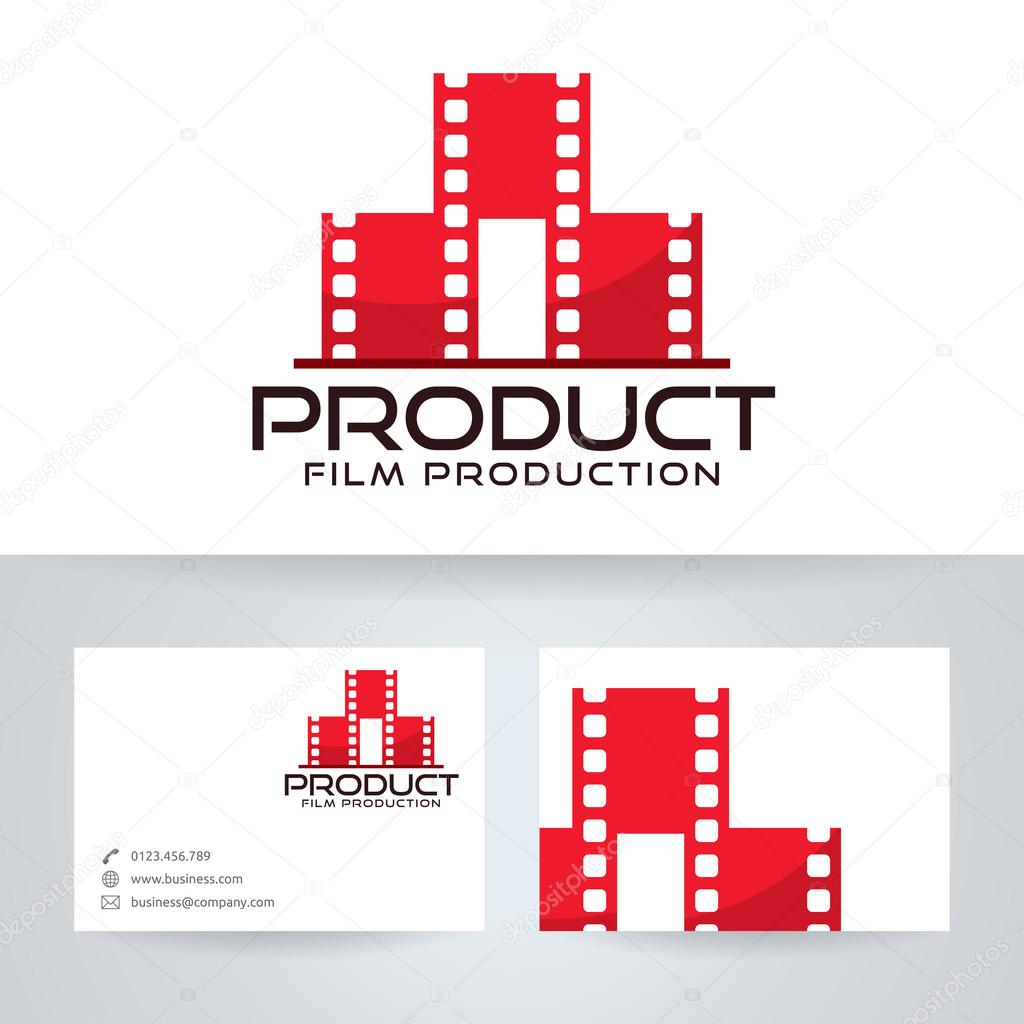 Film production vector logo with business card template