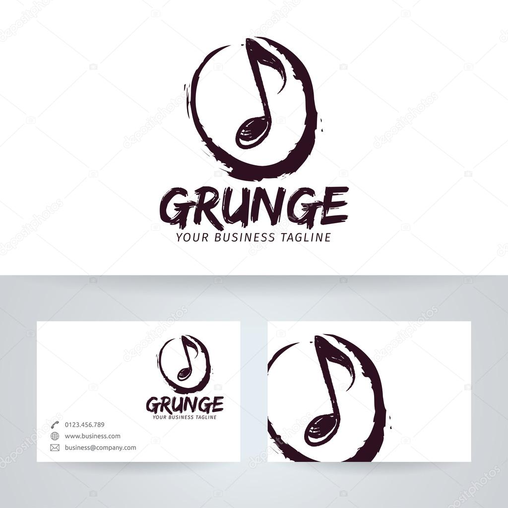 Grunge studio vector logo with business card template
