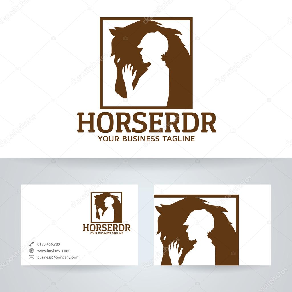 Horse & rider vector logo with business card template