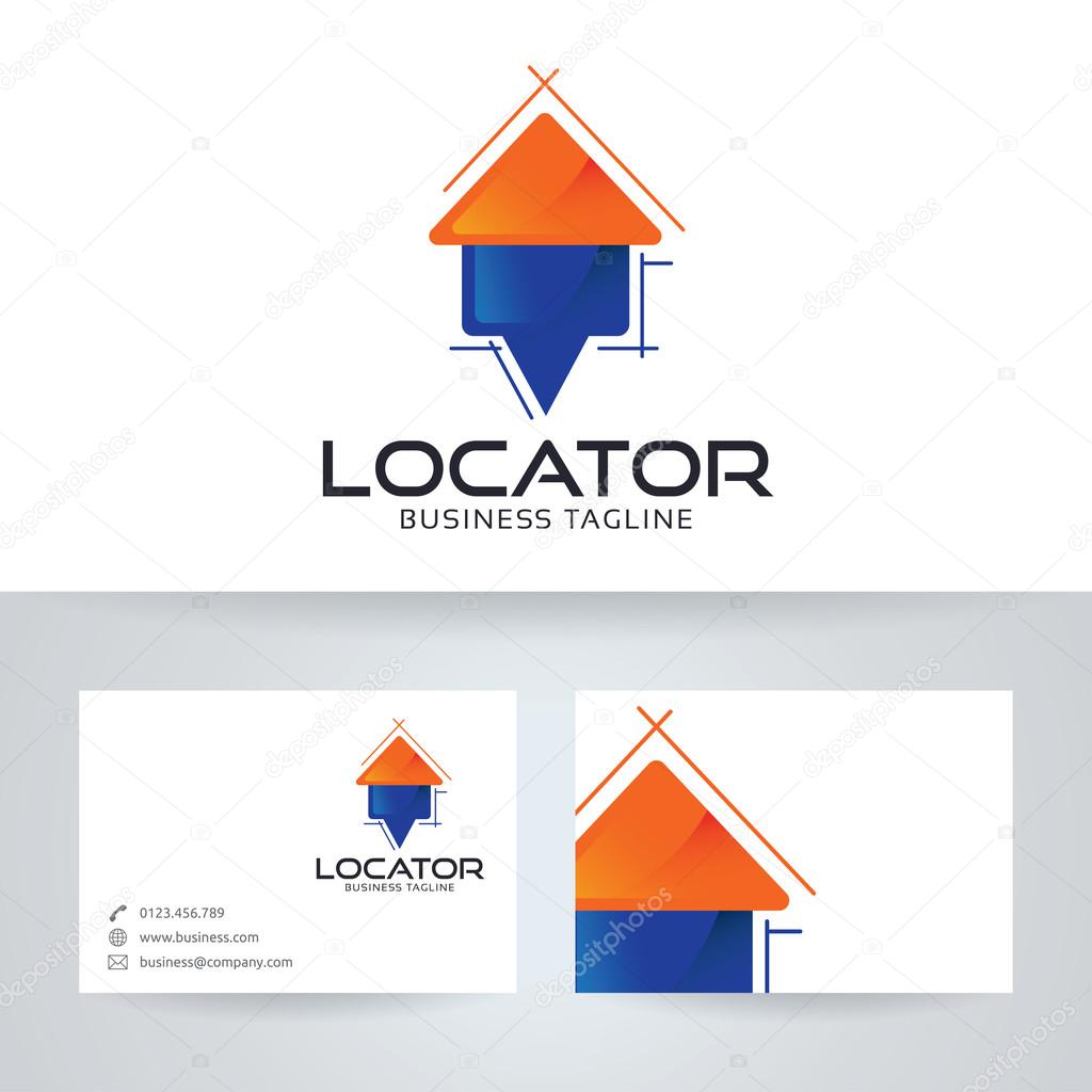 Home locator vector logo with business card template