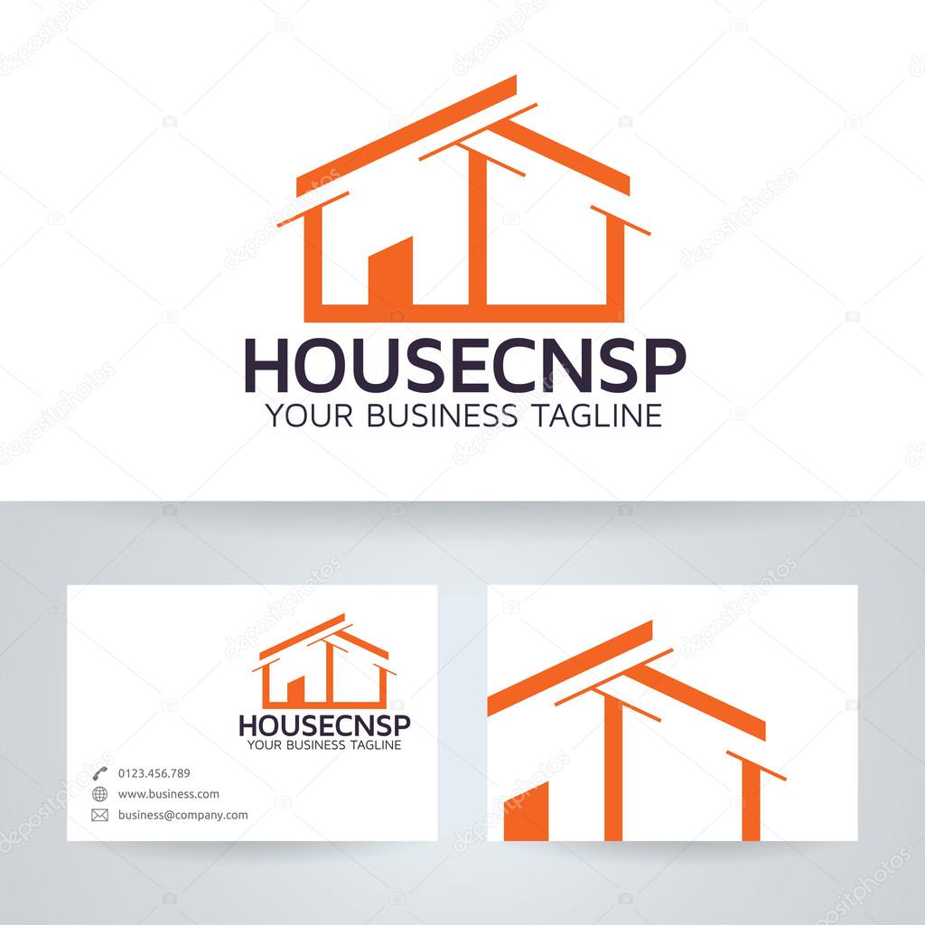 House concept vector logo with business card template