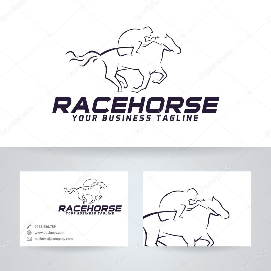 Race horse vector logo with business card template
