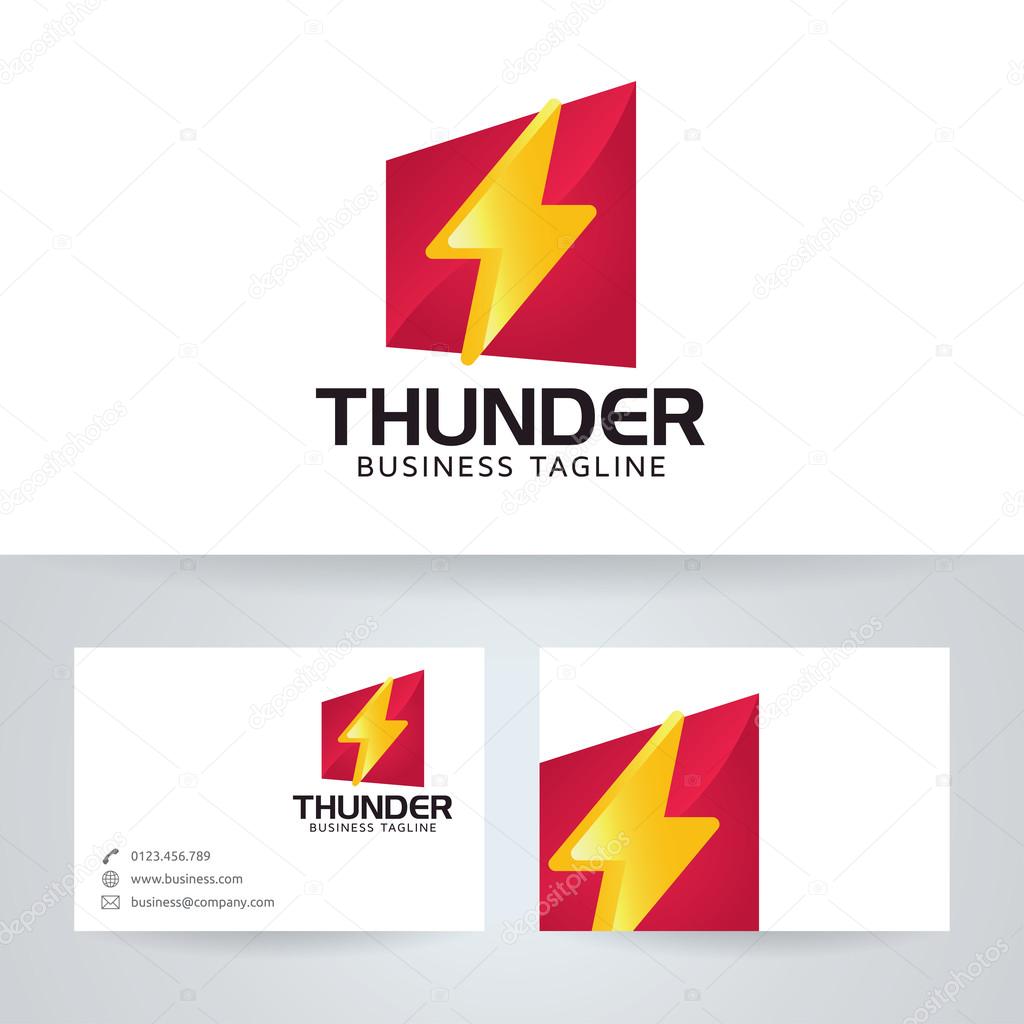 Thunder power vector logo with business card template