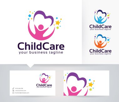 Alternatif renkler ve kartvizit şablonu ile Çocuk bakımı vektör logosu