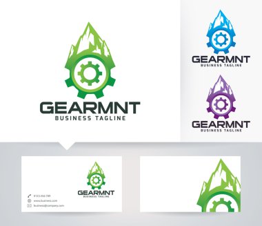 Alternatif renkler ve kartvizit şablonu ile Gear Mountain vektör logosu