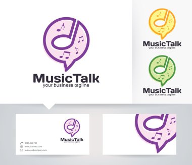 Müzik Talk vektör logosu ile alternatif renkleri ve kartvizit şablonu