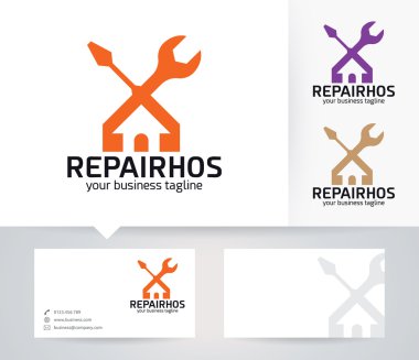 House vektör logo alternatif renkleri ve kartvizit şablonu ile onarım