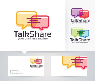 Paylaşım vektör logosu alternatif renkleri ve kartvizit şablonu ile konuşmak
