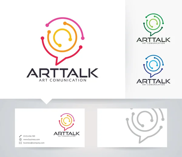 Vektorové logo Art Talk s alternativními barvami a šablonou vizitky — Stockový vektor