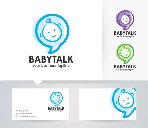 Baby Talk Vector logo med alternativa färger och visitkort mall — Stock vektor