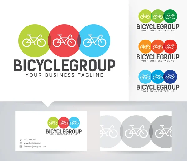 Bicycle Business vector logo with alternative colors and business card template — Stock Vector