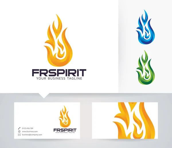Logo vectoriel Fire Spirit avec couleurs alternatives et modèle de carte de visite — Image vectorielle