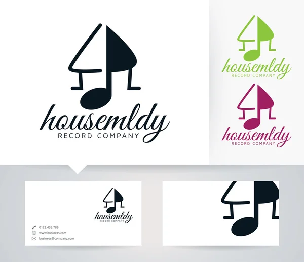 Logo vectorial House Melody con colores alternativos y plantilla de tarjeta de visita — Vector de stock