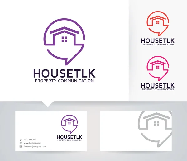 Logotipo vetorial House Talk com cores alternativas e modelo de cartão de visita —  Vetores de Stock