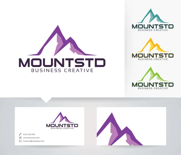 Logotipo vectorial Mountain Studio con colores alternativos y plantilla de tarjeta de visita — Vector de stock