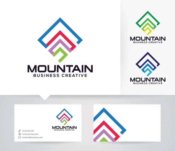 Logo vectoriel Mountain Symbol avec couleurs alternatives et modèle de carte de visite — Image vectorielle