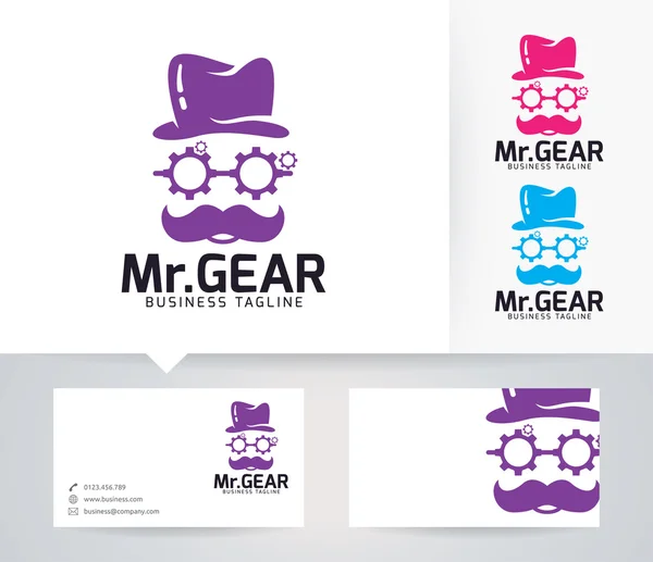 Ο κ. Gear διάνυσμα λογότυπο με εναλλακτικό πρότυπο χρώματα και την επαγγελματική κάρτα — Διανυσματικό Αρχείο