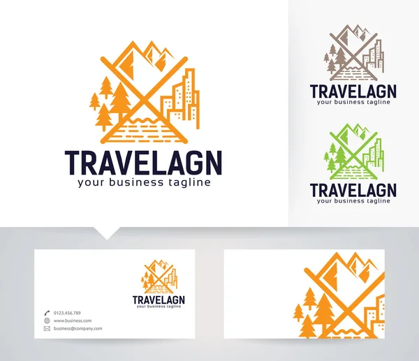 Logotipo do vetor Agência de viagens com cores alternativas e modelo de cartão de visita — Vetor de Stock