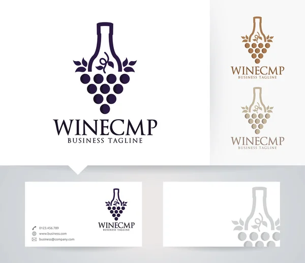 Logotipo de vetor Wine Company com cores alternativas e modelo de cartão de visita — Vetor de Stock