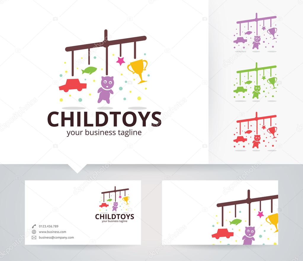 Child Toys vector logo with alternative colors and business card template