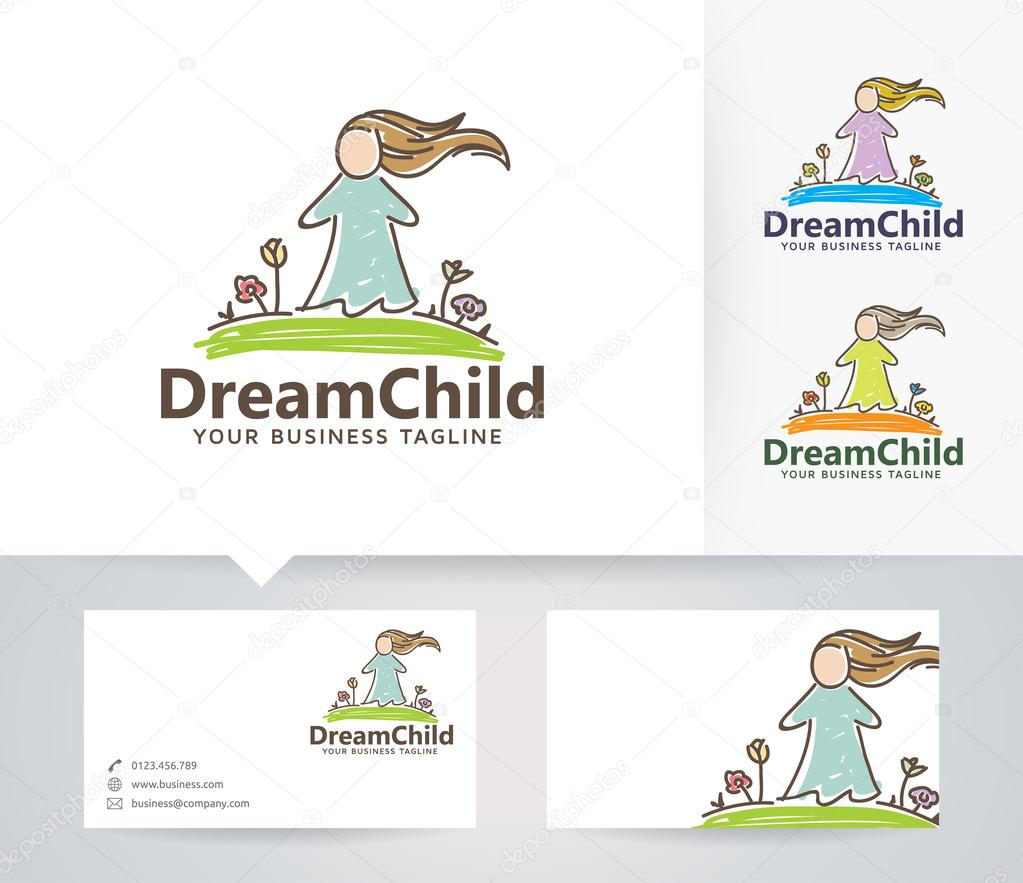 Dreams Child vector logo with alternative colors and business card template