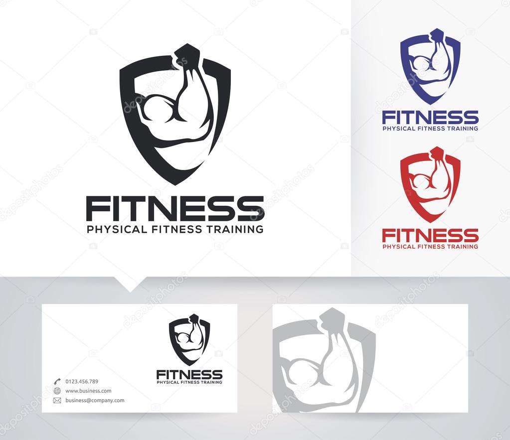 Fitness Vector Logo With Alternative Colors And Business Card