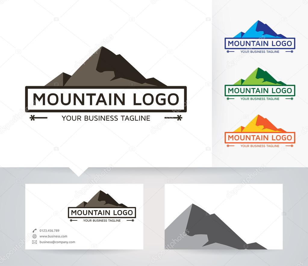 Mountain vector logo with alternative colors and business card template
