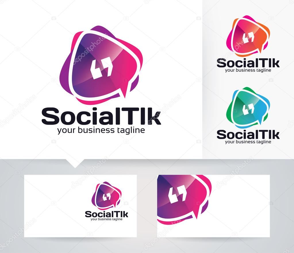 Social Talk vector logo with alternative colors and business card template