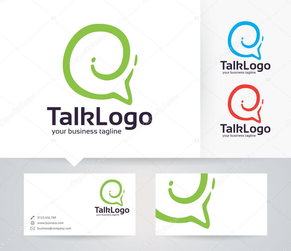 Talk vector logo with alternative colors and business card template