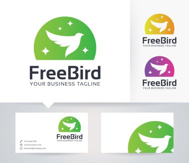 Alternatif renkler ve kartvizit şablonu ile Özgürlük Kuş vektör logosu