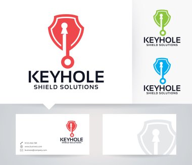 Alternatif renkler ve kartvizit şablonu ile Keyhole Shield vektör logosu
