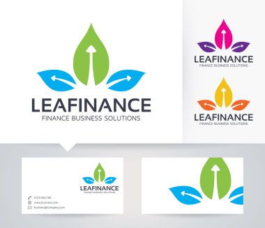 Alternatif renkler ve kartvizit şablonu ile Yaprak Finans vektör logosu
