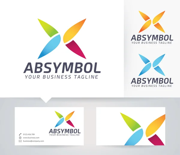 Logotipo de vector de símbolo abstracto con colores alternativos y plantilla de tarjeta de visita — Vector de stock