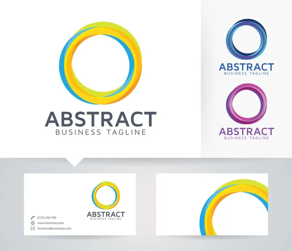 Abstract vector logo with alternative colors and business card template — Stock Vector