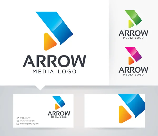 Logo vectoriel Arrow Media avec couleurs alternatives et modèle de carte de visite — Image vectorielle