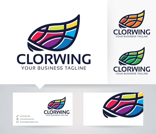 Logo vectoriel Color Wing avec couleurs alternatives et modèle de carte de visite — Image vectorielle