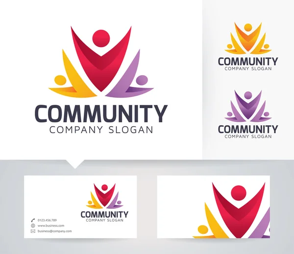 Community Vector logo med alternativa färger och visitkort mall — Stock vektor
