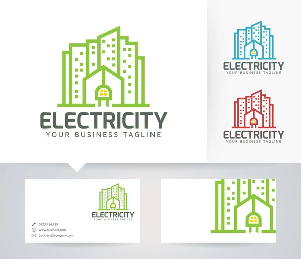 代替色と名刺テンプレートを持つ電気都市ベクトルロゴ — ストックベクタ