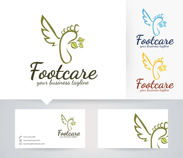 Foot Care vector logo with alternative colors and business card template — Stock Vector