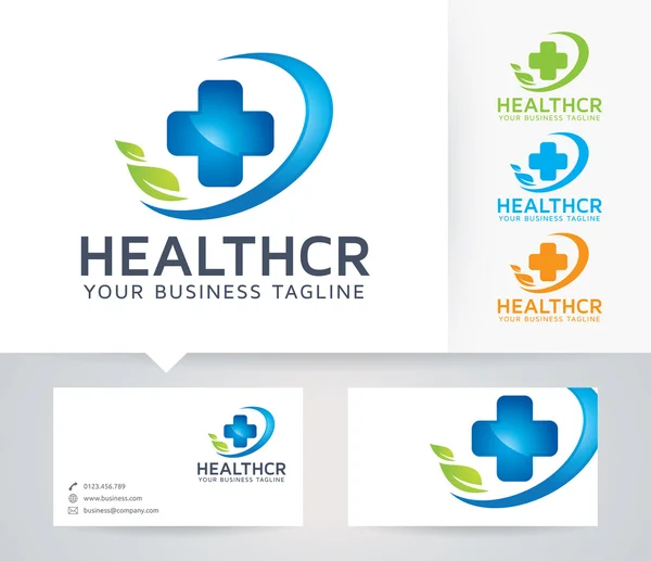 Logo vektoru zdravotní péče s alternativními barvami a šablonou vizitky — Stockový vektor