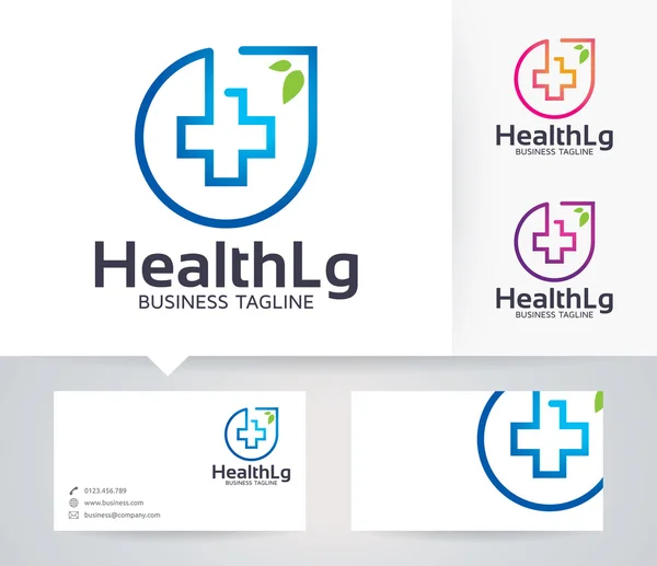Logotipo do vetor de saúde com cores alternativas e modelo de cartão de visita — Vetor de Stock