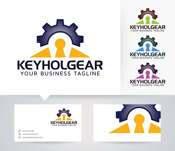 Logo vectoriel Keyhole Gear avec couleurs alternatives et modèle de carte de visite — Image vectorielle