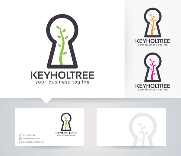Keyhole Tree wektor logo z alternatywnymi kolorami i szablonem wizytówek — Wektor stockowy