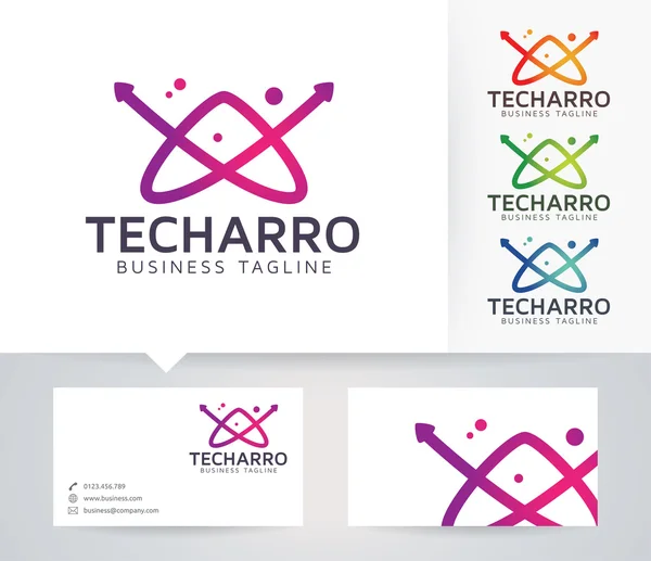 Logo a-technologický vektor s alternativními barvami a šablonou vizitky — Stockový vektor