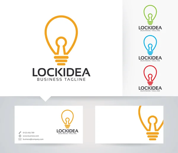 Logo vectoriel Lock Idea avec couleurs alternatives et modèle de carte de visite — Image vectorielle