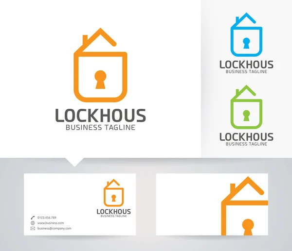 Logotipo vetorial Lock House com cores alternativas e modelo de cartão de visita — Vetor de Stock