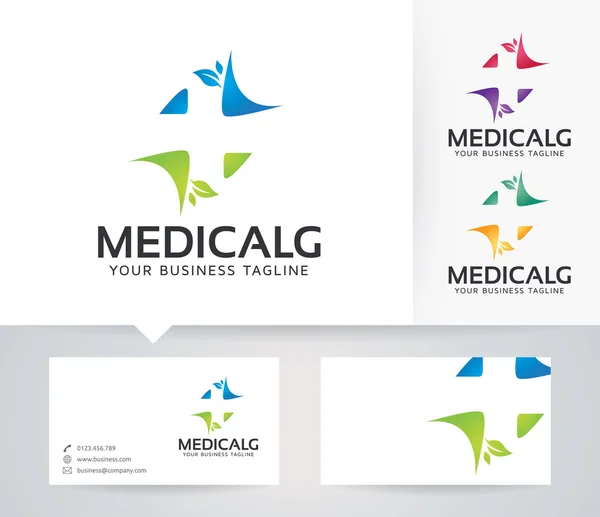 Logotipo vetor médico com cores alternativas e modelo de cartão de visita — Vetor de Stock