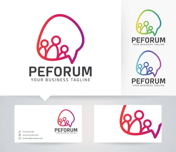 Logo vectoriel People Forum avec couleurs alternatives et modèle de carte de visite — Image vectorielle