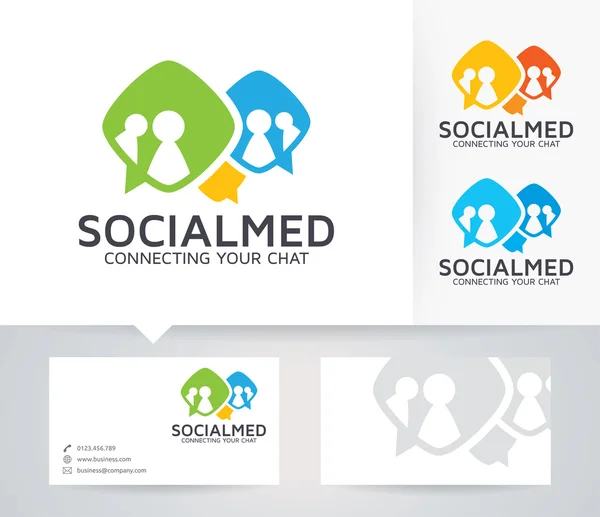 Logotipo de vetor de mídia social com cores alternativas e modelo de cartão de visita —  Vetores de Stock